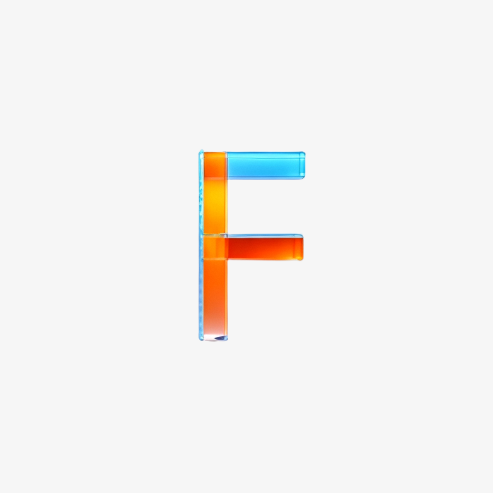 透明英文字母F