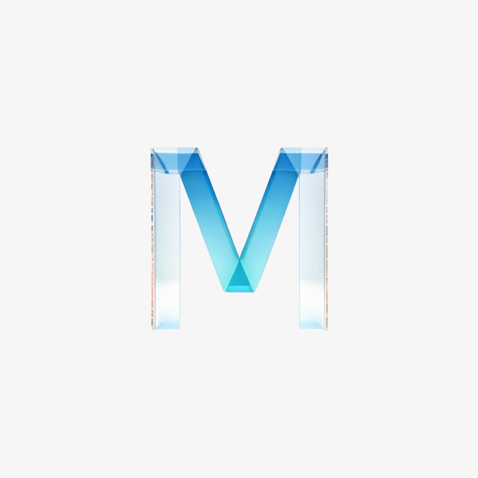 透明英文字母M