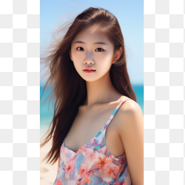 快图网AI生成可爱沙滩女孩素材
