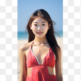 快图网AI生成可爱沙滩女孩素材