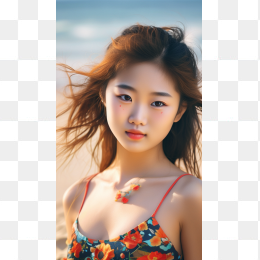 快图网AI生成可爱沙滩女孩素材