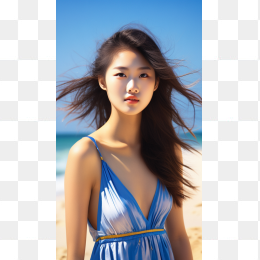 快图网AI生成可爱沙滩女孩素材