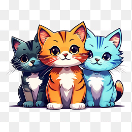 三只卡通小猫