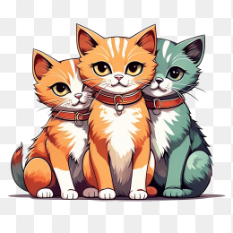三只卡通小猫