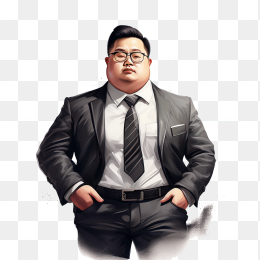 快图网创作手绘职场西装胖子男人