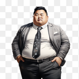 快图网创作手绘职场西装胖子男人