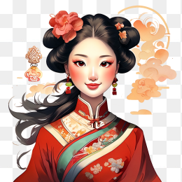 手绘中国古代漂亮美女人物