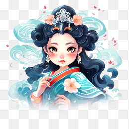 手绘古代可爱美女人物