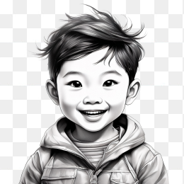 手绘素描男孩的绘画像
