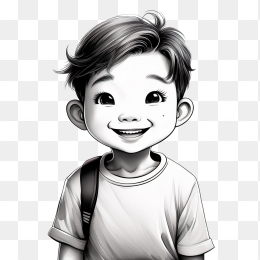 手绘素描小男孩