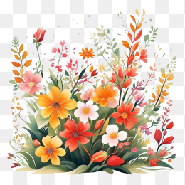 手绘花丛