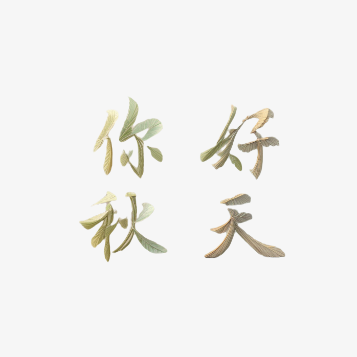 你好秋天树叶字体