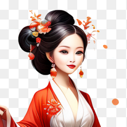 手绘中国风卡通古装美女