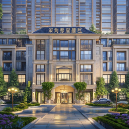 手绘欧式别墅夜景