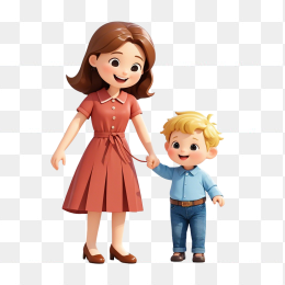 3D卡通母子人物素材