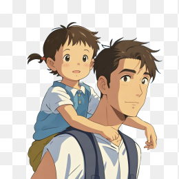 小孩子在父亲的背上