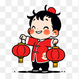 可爱小孩提着灯笼