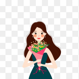 快图网原创女神节捧花手绘美女
