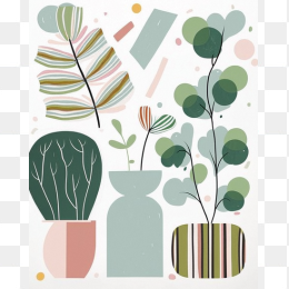 快图网原创北欧风格植物壁画