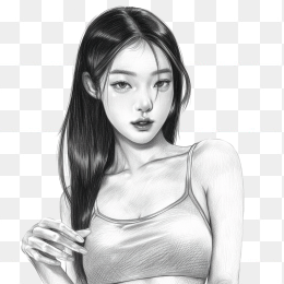 原创素描美女素描画