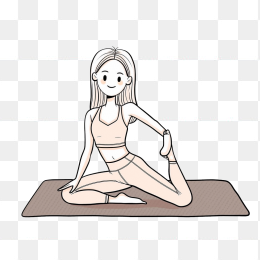 原创手绘练瑜伽的女孩