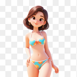 原创夏天沙滩3D比基尼美女
