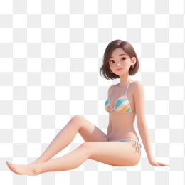 原创夏天沙滩3D比基尼美女
