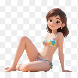 原创夏天沙滩3D比基尼美女