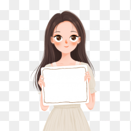 原创手绘美女手举牌
