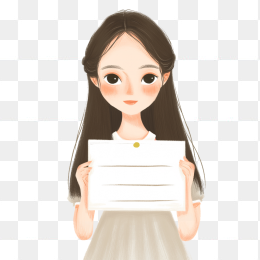 原创手绘美女手举牌