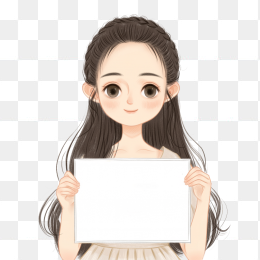 原创手绘美女手举牌
