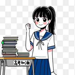 原创手绘女高中生人物