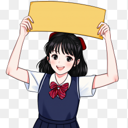 原创手绘女高中心手举牌