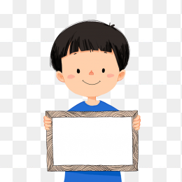 原创卡通可爱男生手举牌