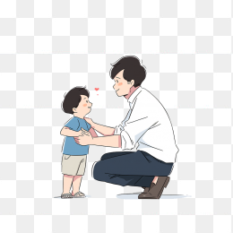 原创手绘父亲抱着儿子