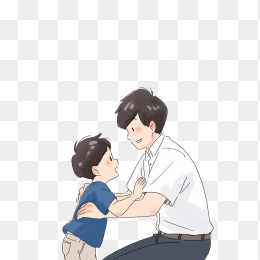 原创手绘父亲抱着儿子