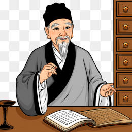 原创卡通手绘中国古代老中医