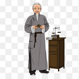 原创手绘中国古代老中医