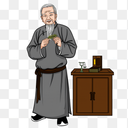 原创手绘中国古代老中医