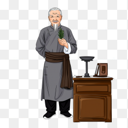 原创手绘中国古代老中医