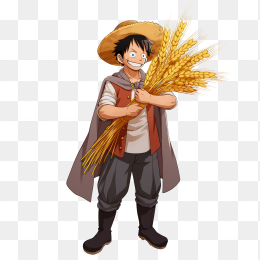 快图网原创卡通人物抱着麦穗插画