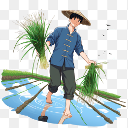 快图网原创卡通农民种田插画