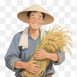 快图网原创抱着稻谷的农民