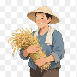 快图网原创抱着稻谷的农民