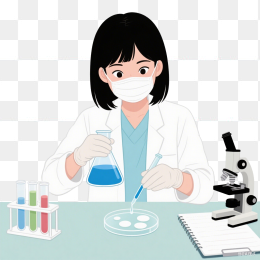 快图网原创卡通女医生做研究人物