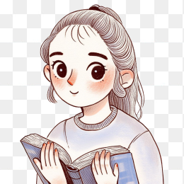 快图网原创卡通看书的女生头像