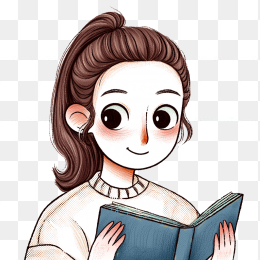 快图网原创卡通看书的女生头像