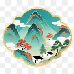 快图网原创手绘山水画