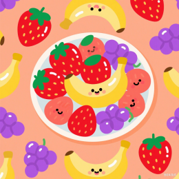 快图网原创卡通水果平铺背景