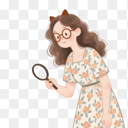 快图网原创卡通拿着放大镜的老师